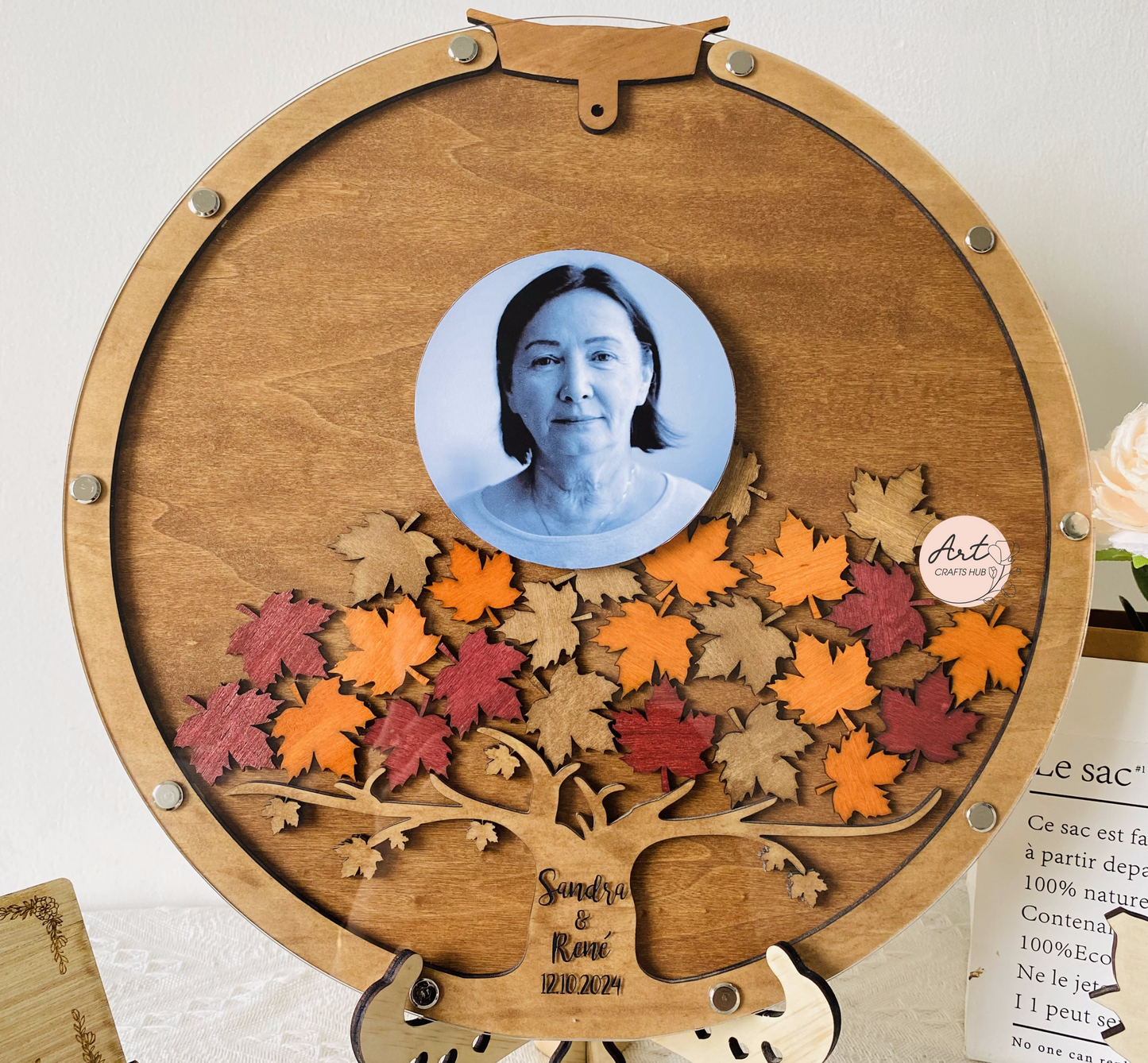 Funeral Guestbook Alternative, Custom Wooden Memorial Guest Book with Photo Frame, Memorial Guest Book, Personalized Celebration of Life