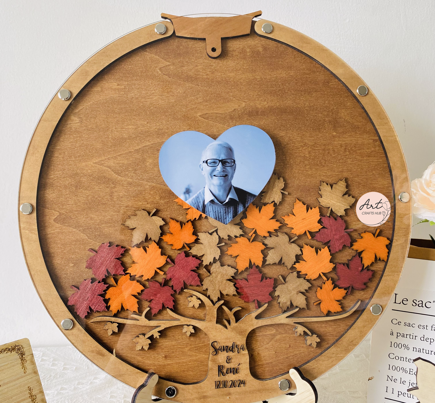 Funeral Guestbook Alternative, Custom Wooden Memorial Guest Book with Photo Frame, Memorial Guest Book, Personalized Celebration of Life