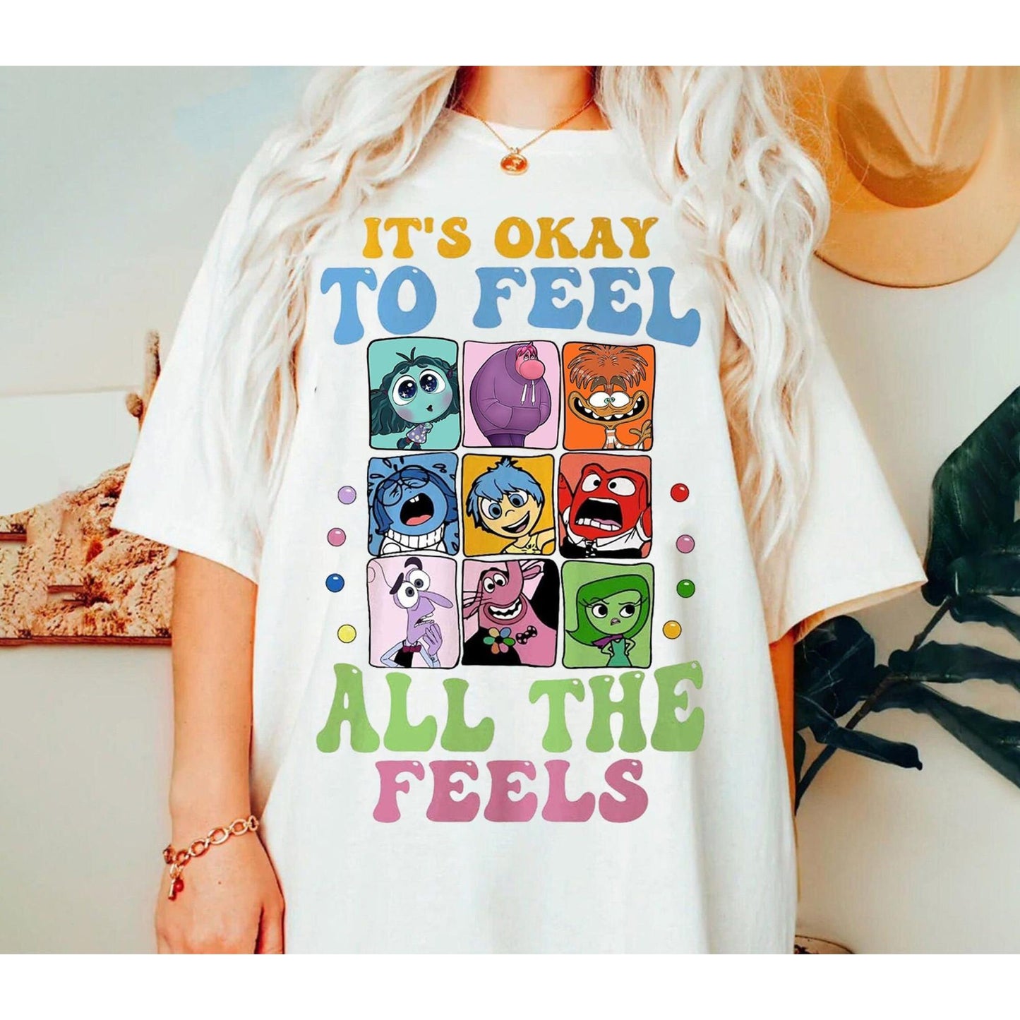 Funny Inside Out Inspired T-Shirt, It’s Okay to Feel All the Feels Graphic Tee, Emotion-Themed Shirt for Kids and Adults Who Love Animated Movies