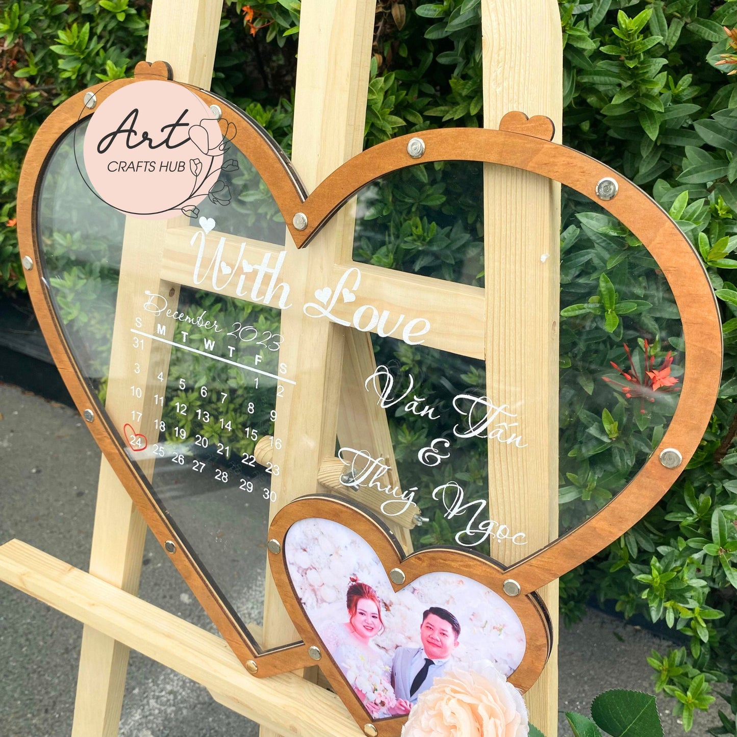 Wedding Guest Book Photo Frame, Heart-shaped Wooden Drop Box - A Unique Wedding Guest Book Alternative, Personalized for Your Special Day