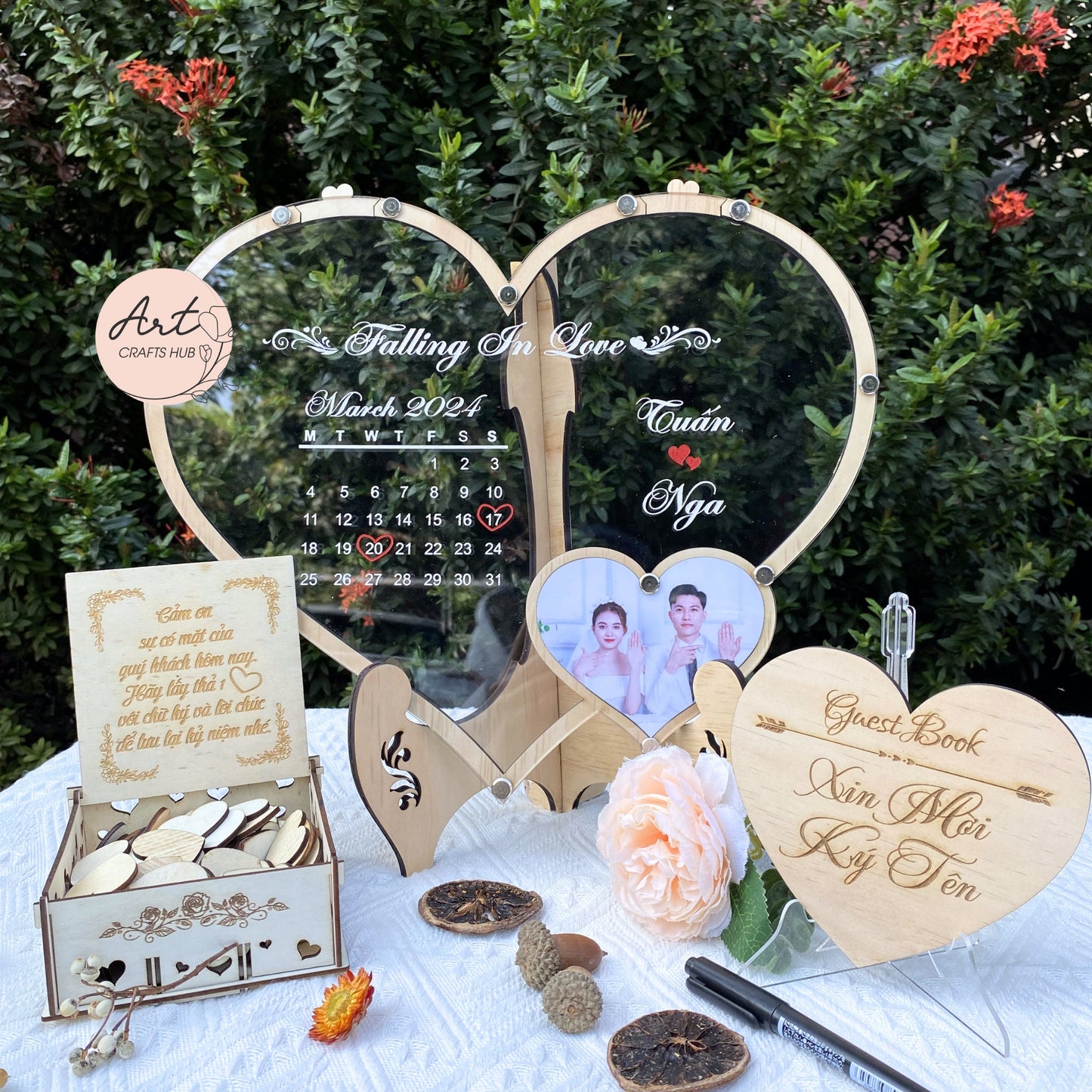 Personalized Wedding Guest Book Sign with Photo, Custom Photo Drop Box, Wedding Guest Book Alternative, Hearts Guest Book, Wedding Decor
