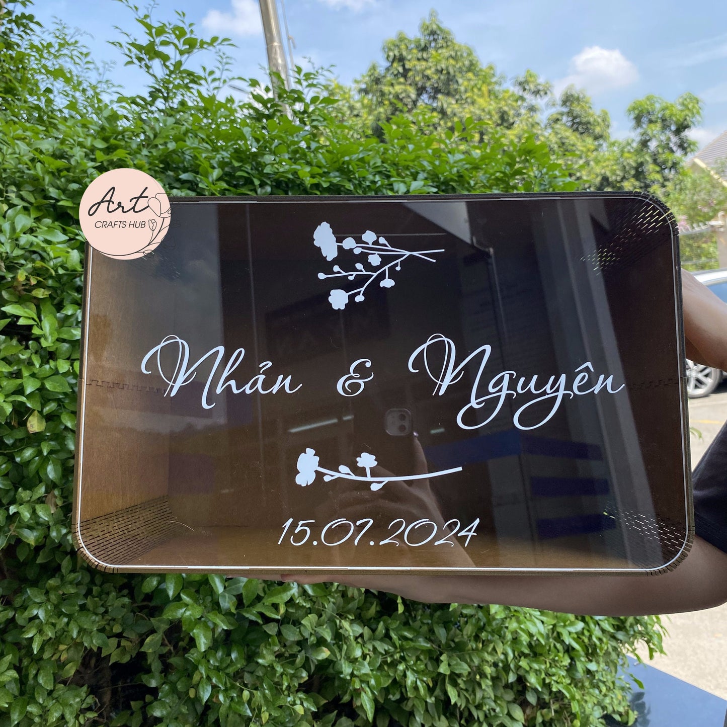Crafted Personalized Wood and Acrylic Card Box forSpecial Occasion, Unique Keepsake for Cherished Moments, Complete with Gift Envelopes