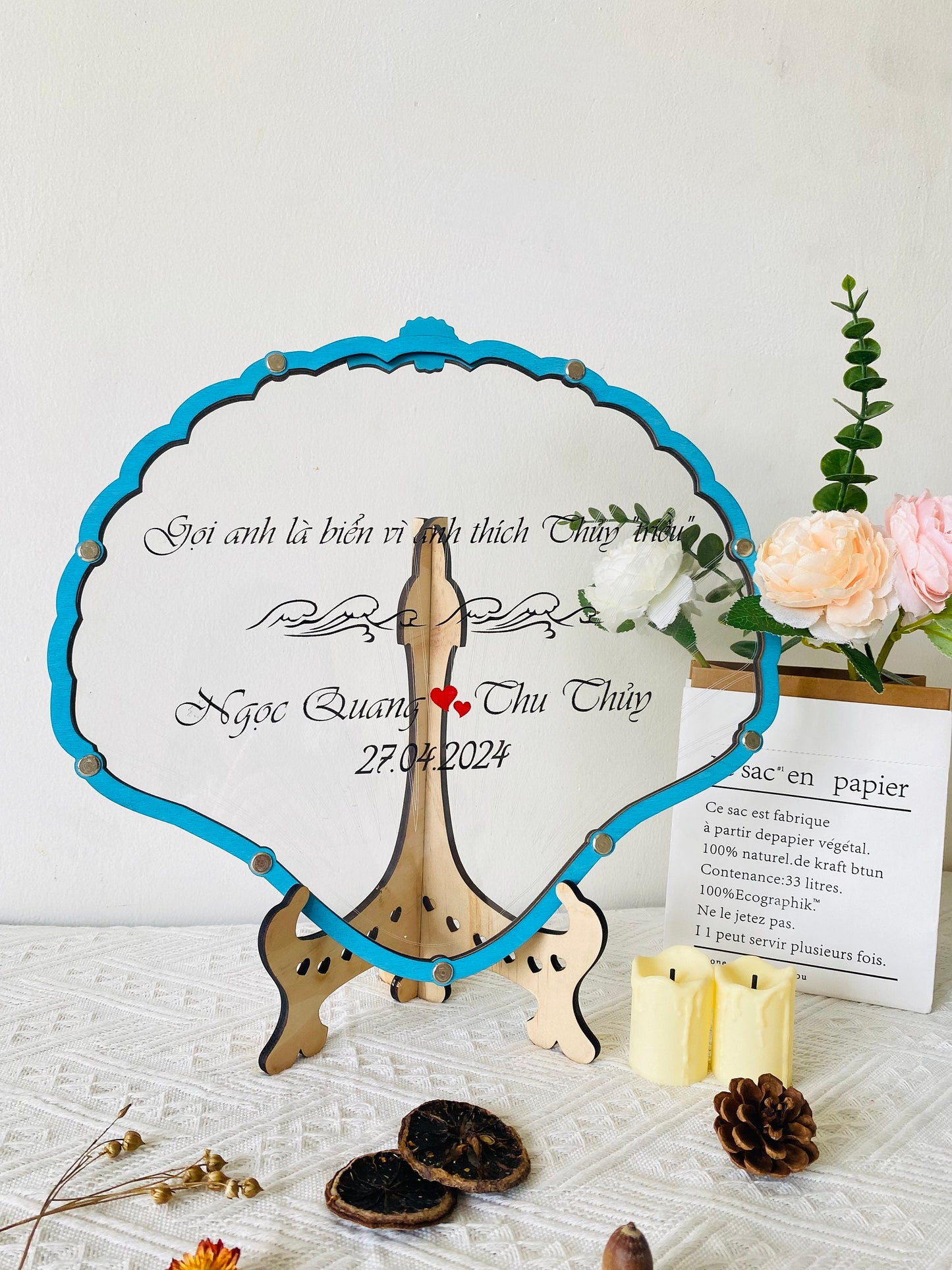 Nautical Themed Drop Box, Perfect for Beach Weddings. Custom Sea Shell Guest Book Alternative for Your Blue Sea Theme