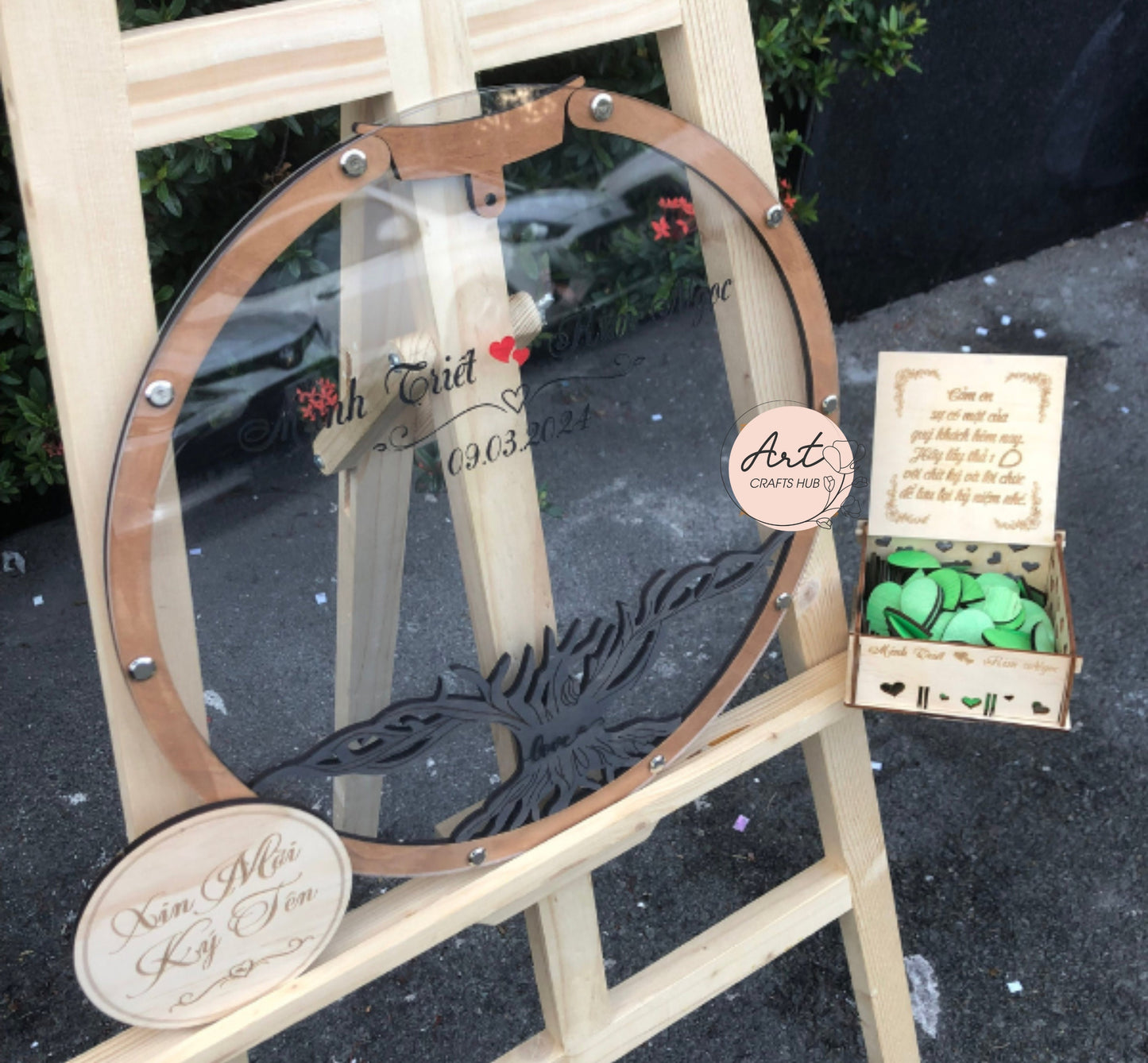 Wedding Guest Book Alternative, Circle Guest Book, Family Tree Guest Book Wedding - Wood, Personalized Wedding Decor