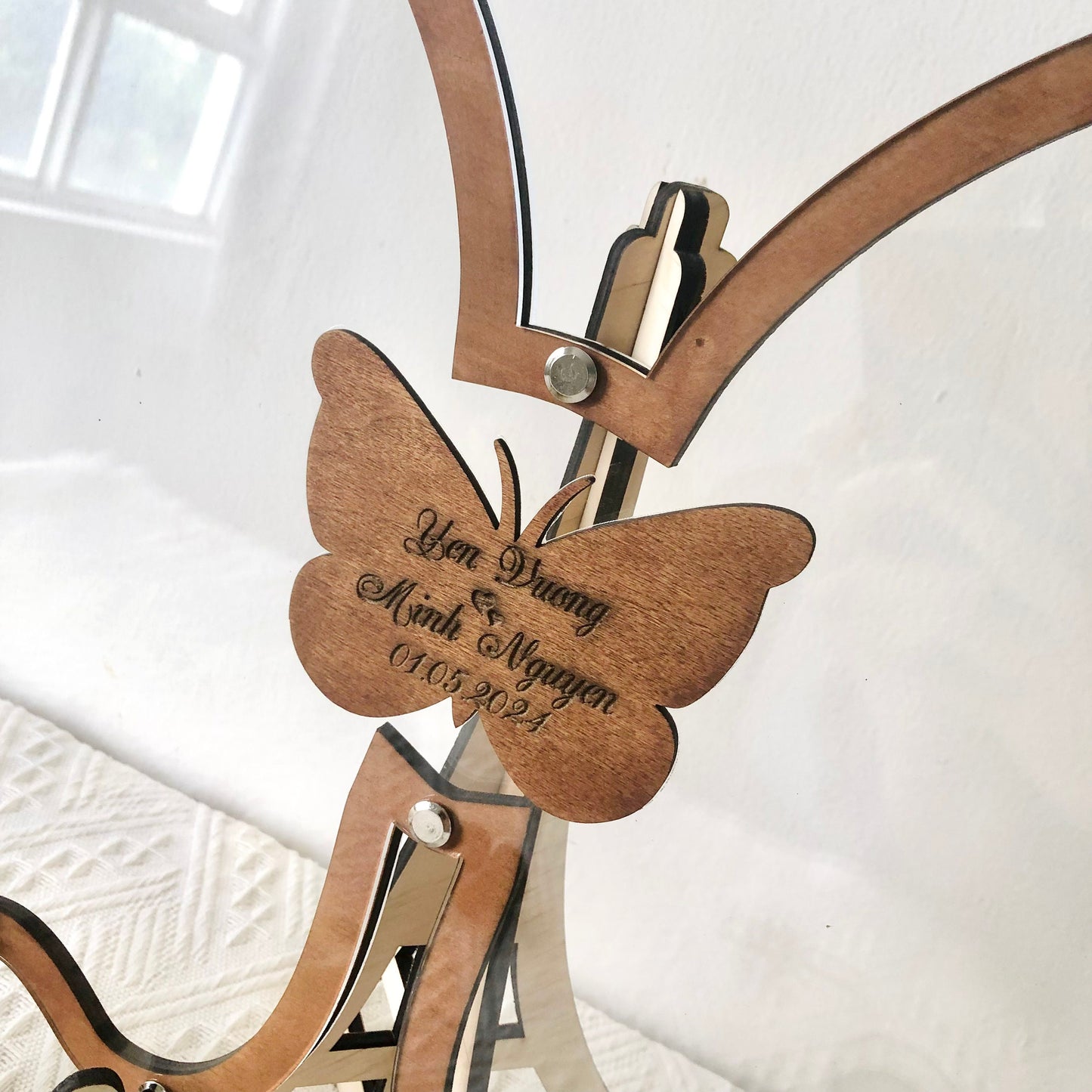 Wedding Guest Book, Personalized Butterfly Wooden Drop Box, Butterfly Guest Book, Guest Book Alternative to Traditional Wedding Decor