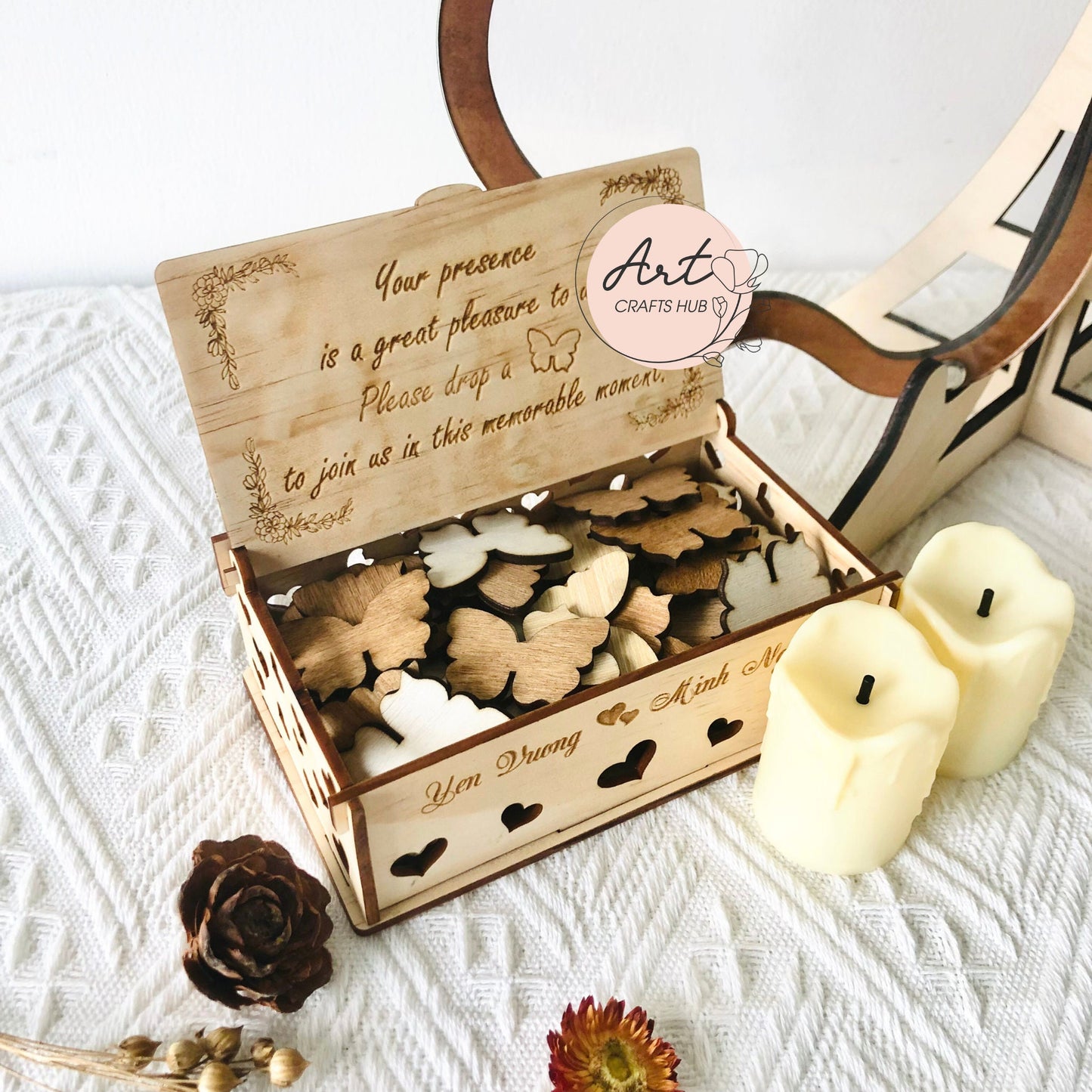 Wedding Guest Book, Personalized Butterfly Wooden Drop Box, Butterfly Guest Book, Guest Book Alternative to Traditional Wedding Decor