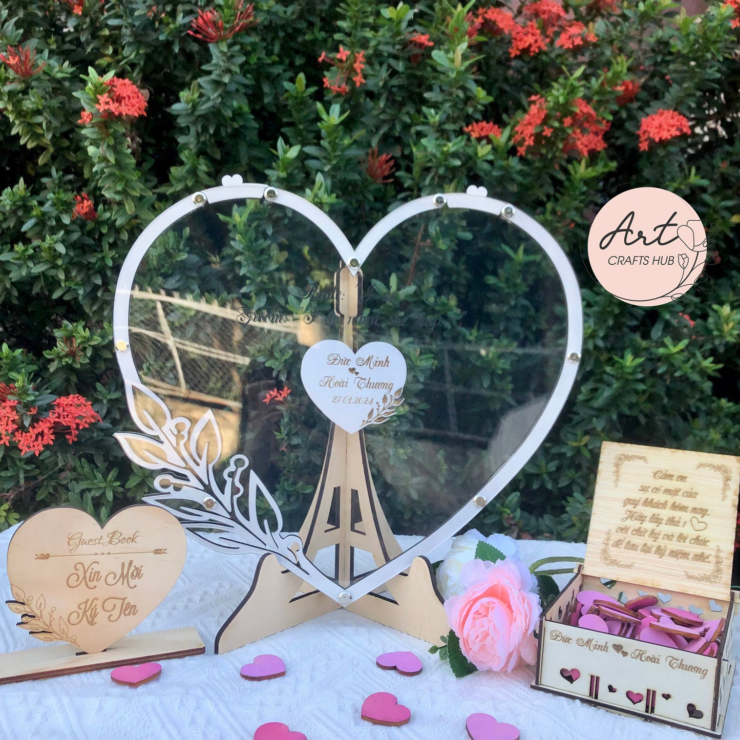 White Wedding Guest Book Alternative, Personalized Wedding Guest Book, Drop Box Heart, Wood Guest Book, Wedding Decor, Guest Book Sign