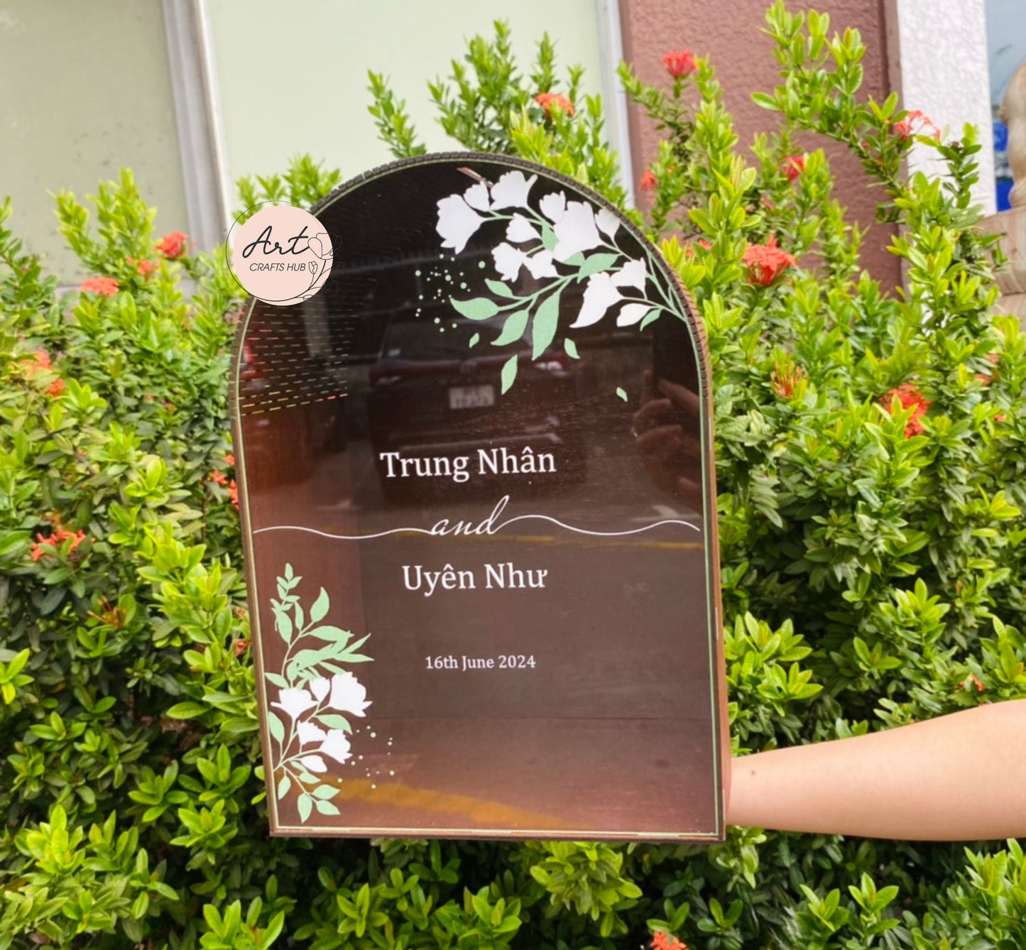 Wedding Card Box with Slot, Personalized Wooden Box for Cards and Gifts Acrylic Glass with Floral Print, Wedding Gift Box, Wedding Money Box