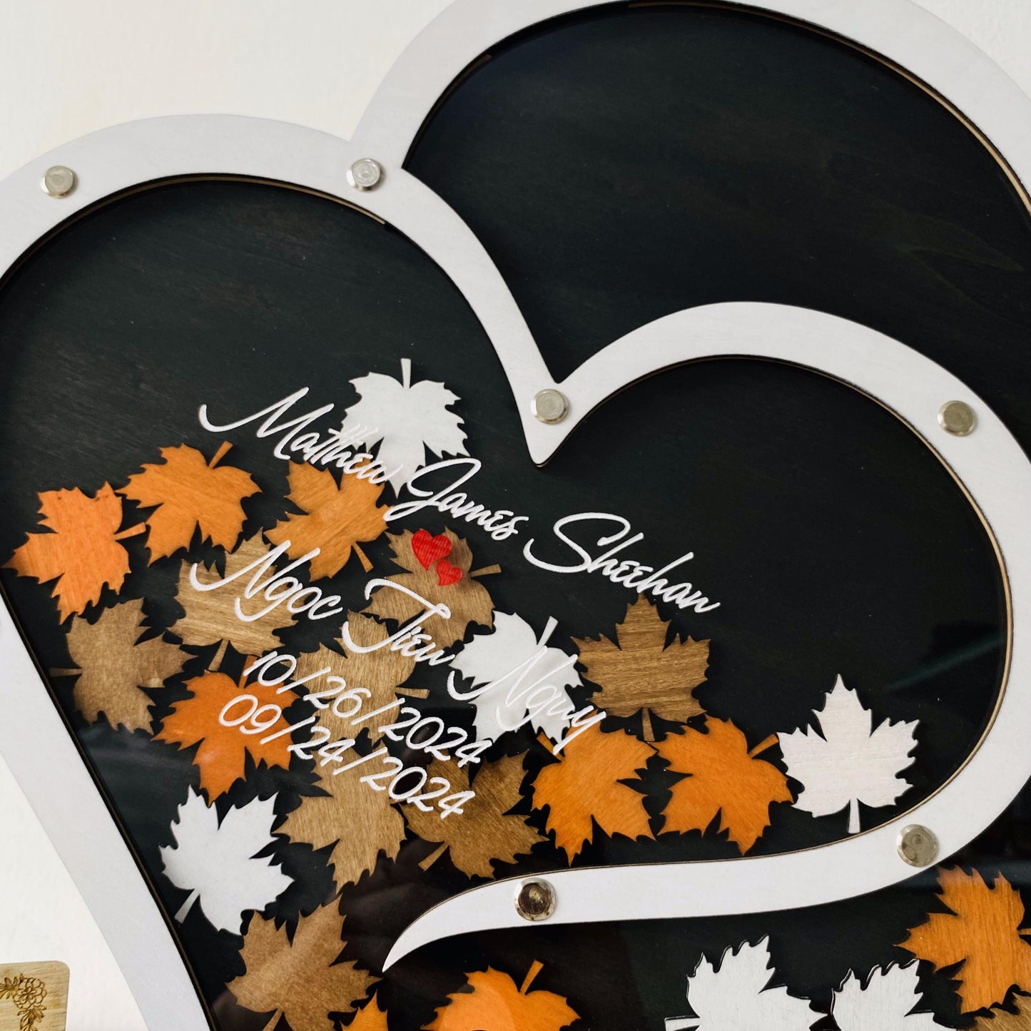 Autumn Wedding Drop Box, Wedding Guest Book Alternative Hearts of Maple Leaves, Fall Magnetic Wedding Guest Book, Fall Wedding Decor