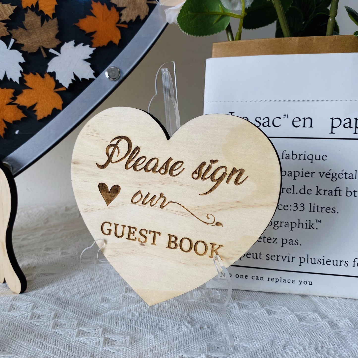 Autumn Wedding Drop Box, Wedding Guest Book Alternative Hearts of Maple Leaves, Fall Magnetic Wedding Guest Book, Fall Wedding Decor