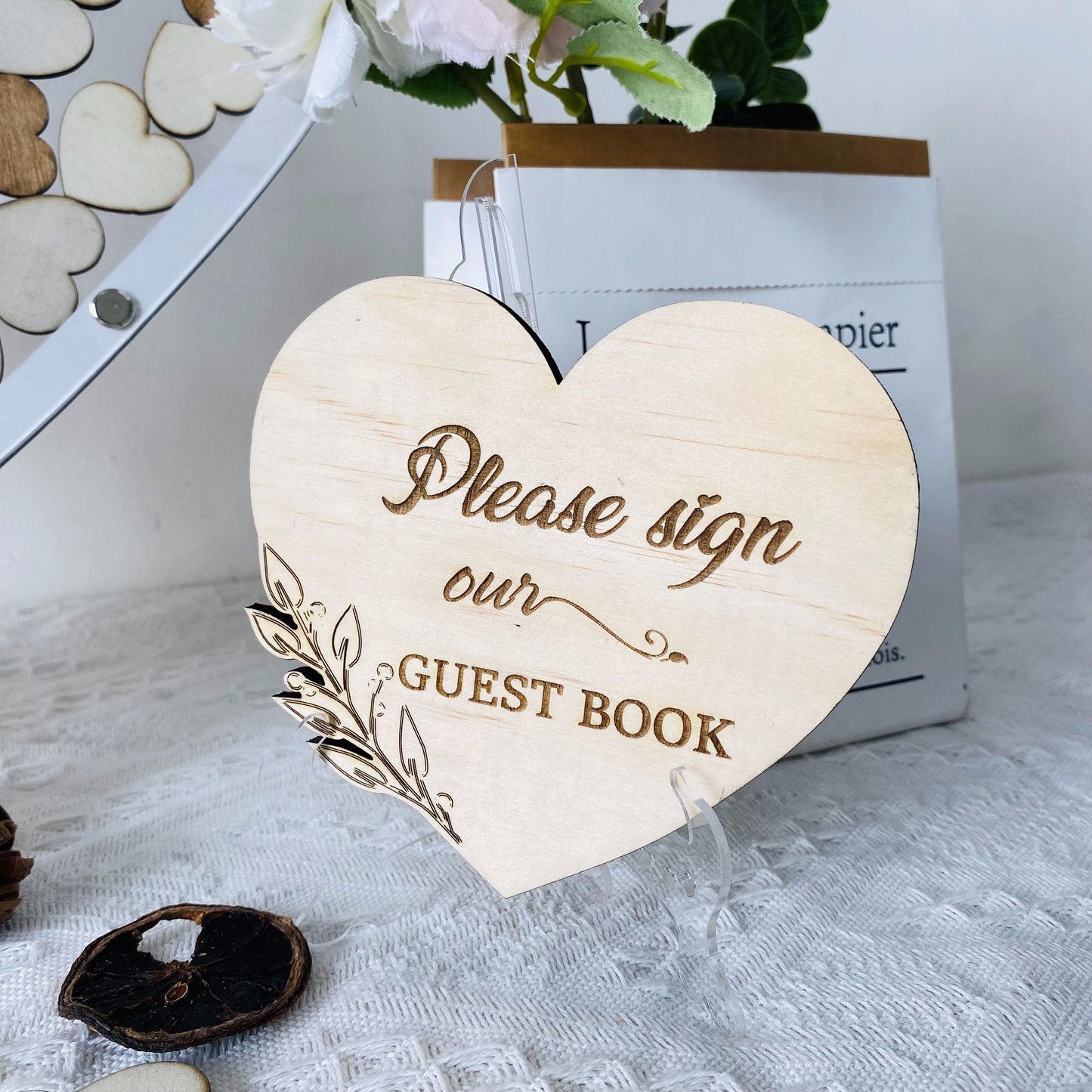 Heart Shaped Drop Box Guest Book with Hearts, Wedding Guest Book Hearts Picture Frame, Wedding Table Decor Personalized Wedding Gift