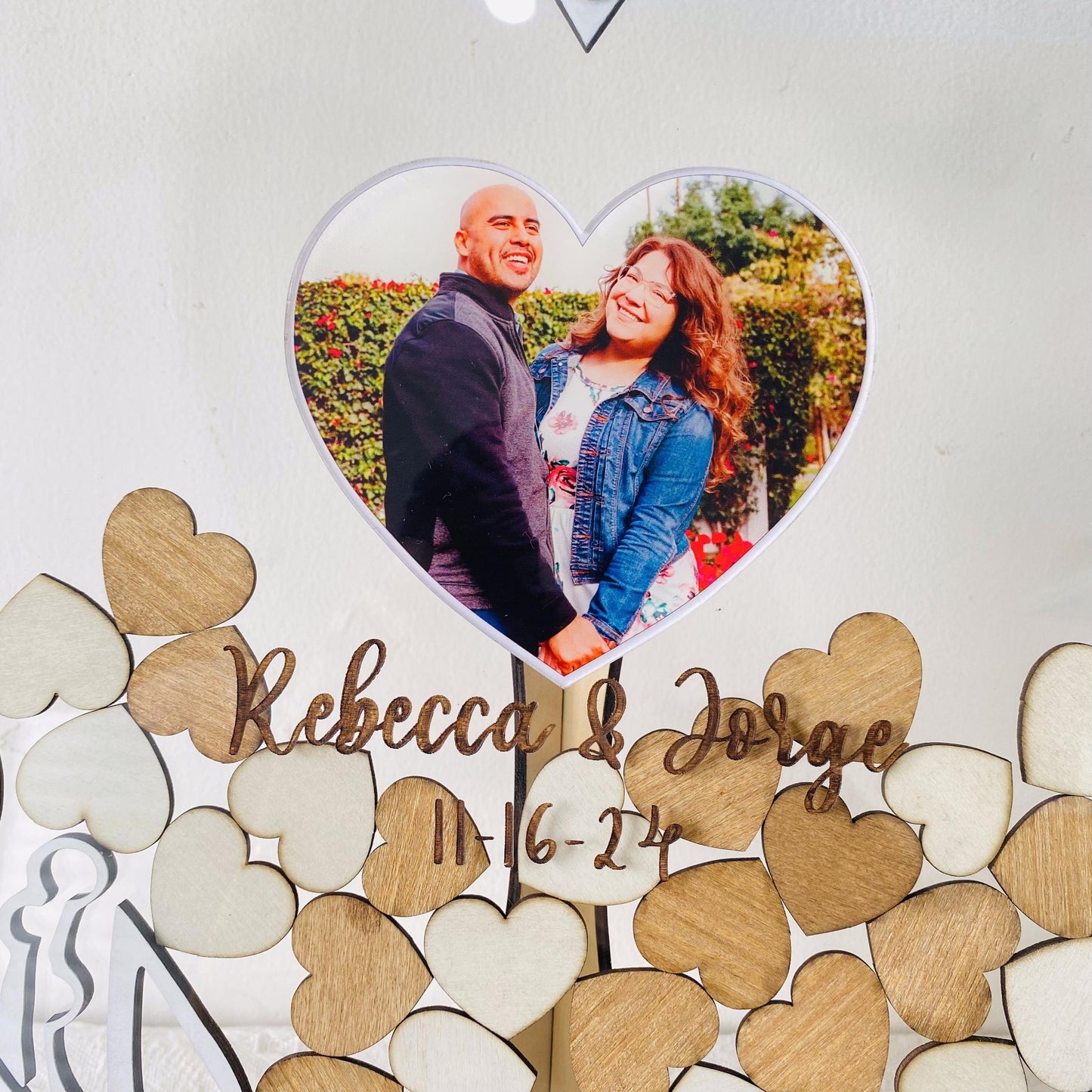 Heart Shaped Drop Box Guest Book with Hearts, Wedding Guest Book Hearts Picture Frame, Wedding Table Decor Personalized Wedding Gift