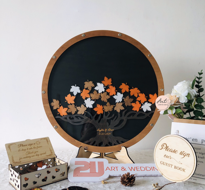 Autumn Wedding Drop Box, Wedding Guest Book Alternative Tree of Maple Leaves, Fall Magnetic Wedding Guest Book, Autumn Table Decor Wedding