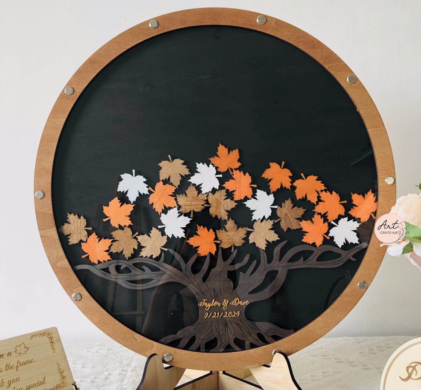 Autumn Wedding Drop Box, Wedding Guest Book Alternative Tree of Maple Leaves, Fall Magnetic Wedding Guest Book, Autumn Table Decor Wedding