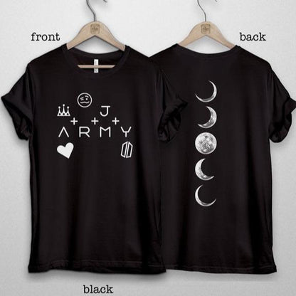 Jungkook Hand & Jimin Moon Tattoo T-Shirt – BTS Inspired Graphic Tee, Kpop Fan Gift for ARMY