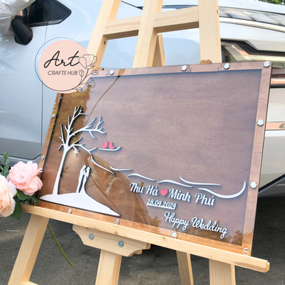 Rustic Rectangular Wedding Guest Book Alternative Wedding Decor With Guest Book Sign