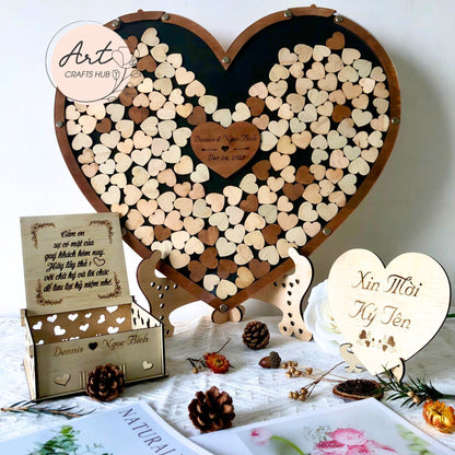 Wedding Keepsake Box, Personalized Wedding Guestbook Alternative with Heart-Shaped Dropbox for Unique Wedding Decor, Anniversary Gift