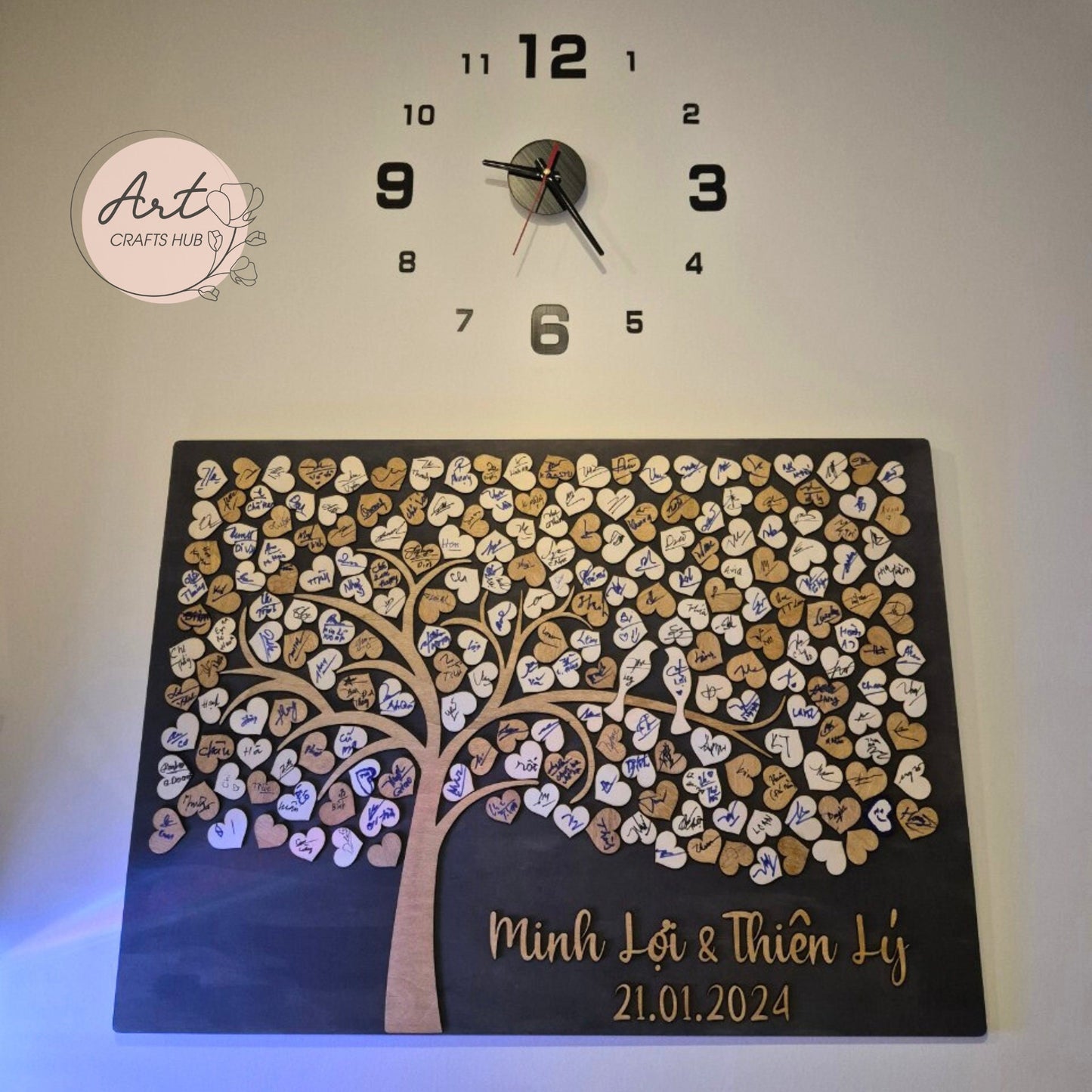 Charming 3D Wooden Tree Guestbook - A Unique Alternative for Your Autumn Wedding, Personalised Wedding Guestbook Decorations