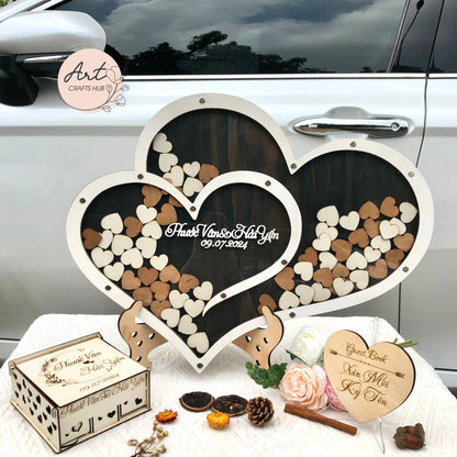 Wedding Keepsake Box, Personalized Wedding Guestbook Altenative, Double Heart Signature DropBox Frame, Rustic Wedding Decor, Anniversary Gif
