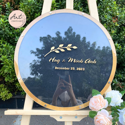 Memorial Guest Book Alternative, Custom Wooden Memorial Guest Book, Guest Book Tribute, Memorial Guest Book Drop Box Frame with Circle