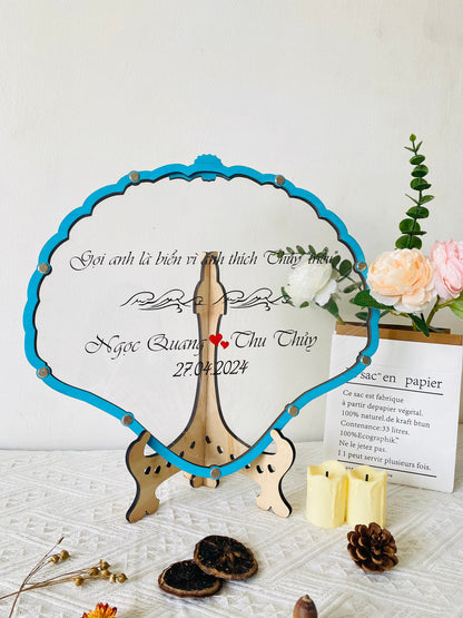Nautical Themed Drop Box, Perfect for Beach Weddings. Custom Sea Shell Guest Book Alternative for Your Blue Sea Theme