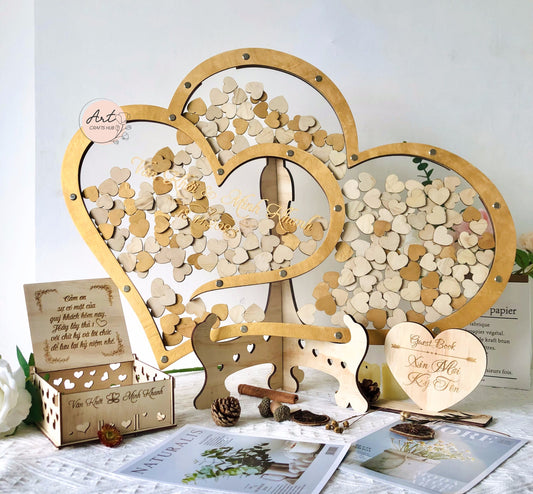 Wedding Guest Book, Personalized Double Heart Drop Box, Heart Shape Guest Book, Guest Book Alternative to Traditional Wedding Decor