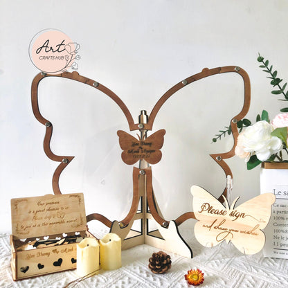 Wedding Guest Book, Personalized Butterfly Wooden Drop Box, Butterfly Guest Book, Guest Book Alternative to Traditional Wedding Decor