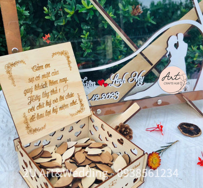 Wedding Guest Book, Personalized Bride and Groom Tree Rustic Drop Box, Tree Guest Book, Guest Book Alternative to Traditional Wedding Decor