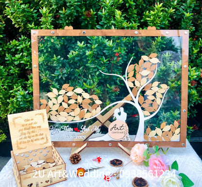Wedding Guest Book, Personalized Bride and Groom Tree Rustic Drop Box, Tree Guest Book, Guest Book Alternative to Traditional Wedding Decor