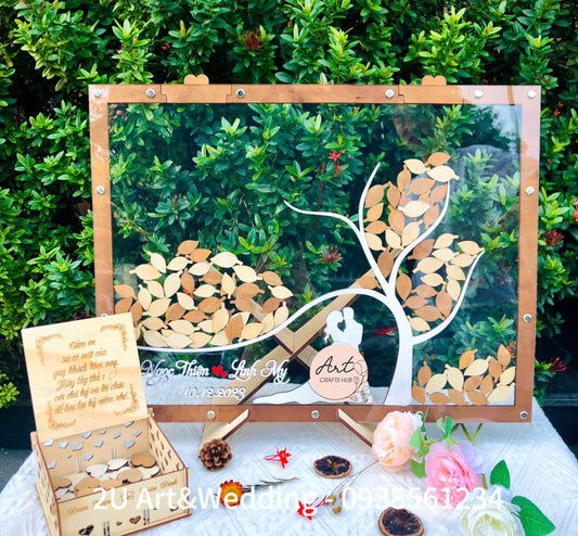 Wedding Guest Book, Personalized Bride and Groom Tree Rustic Drop Box, Tree Guest Book, Guest Book Alternative to Traditional Wedding Decor