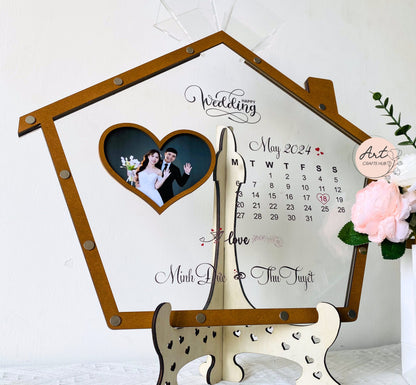 Up House Drop Box Wedding Guest Book, Wedding Guest Book Frame with Photo Opening, Photo Guestbook, Personalized Wedding Gift for Couple