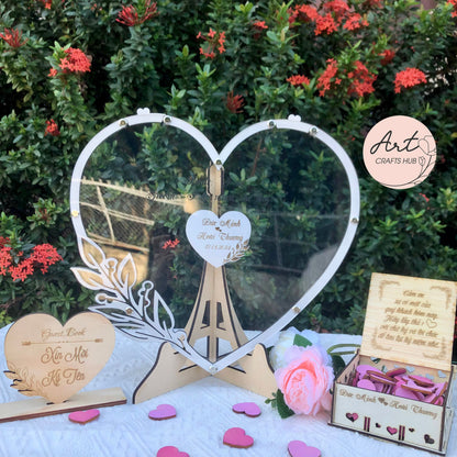 White Wedding Guest Book Alternative, Personalized Wedding Guest Book, Drop Box Heart, Wood Guest Book, Wedding Decor, Guest Book Sign