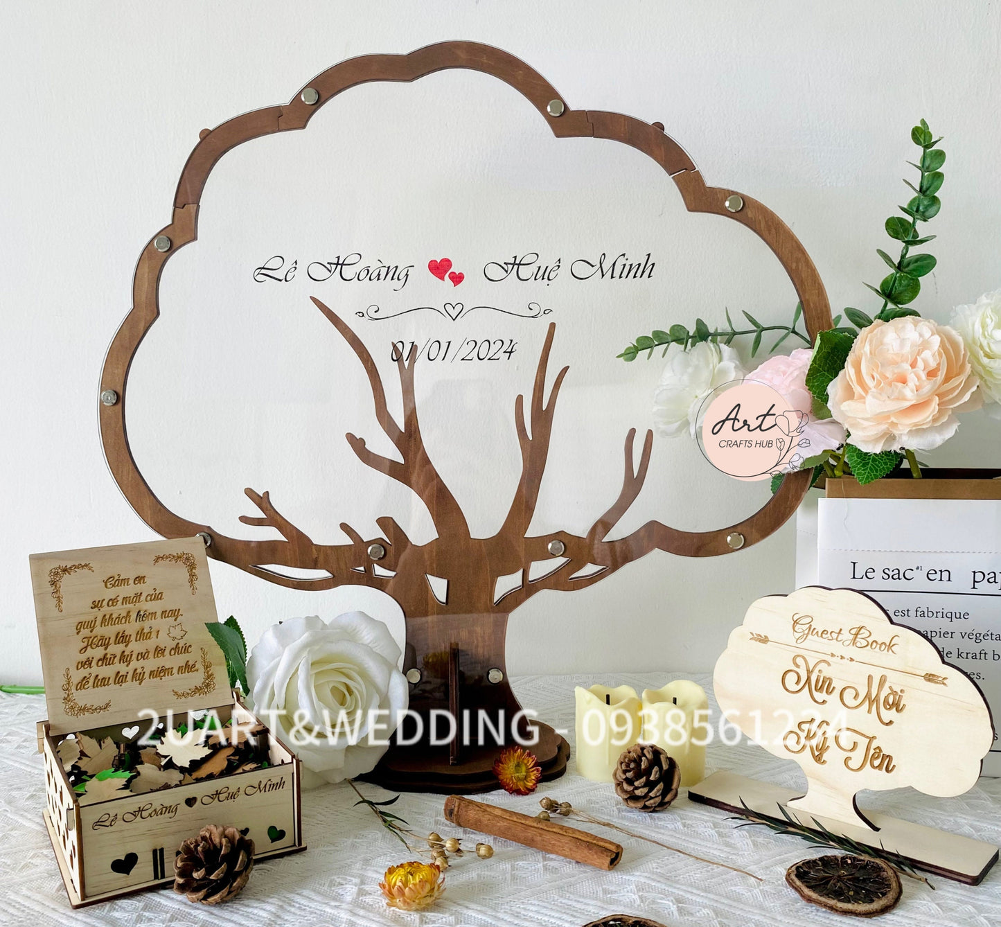 Tree Wedding Guest Book, Personalized Tree Wooden Drop Box, Family Tree Guest Book, Guest Book Alternative to Traditional Wedding Decor