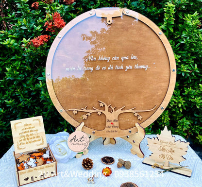 Personalized Circle Wooden Drop Box, Family Tree Guest Book Wedding, Guest Book Alternative to Traditional Wedding Decor, Wedding Guest Book