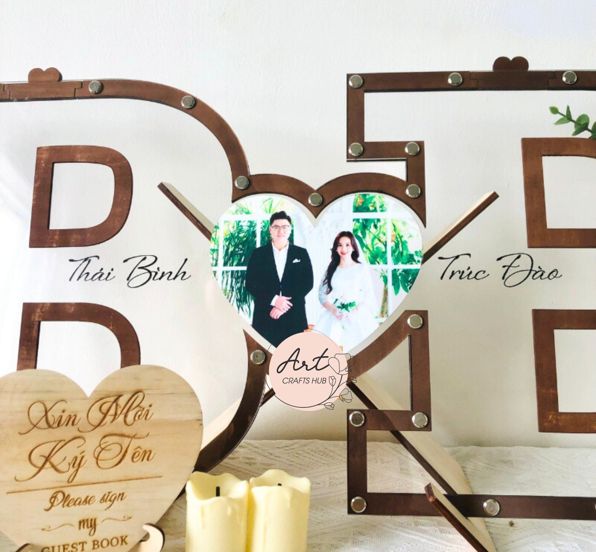 Guest Book Alternative Wedding, Wooden Name Sign Custom Letter a Guest Book Wedding, Custom Wedding Guest Book with Photo, Wedding Decor