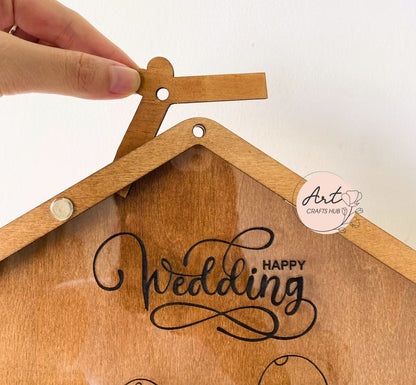 Wedding Guest Book Alternative, House Shape Guest Book Drop Box, Rustic Guest Book with Photo Engraving, Personalized Wedding Decor