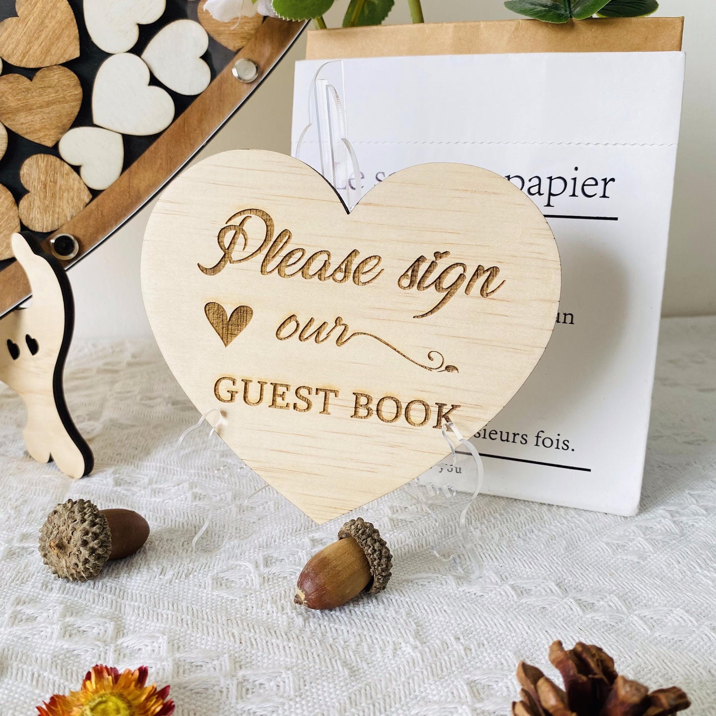 Elegant Funeral Memory Guest Book, Funeral Guest Book Alternative, Custom Wooden Memorial Guest Book, Personalized Celebration of Life