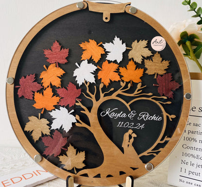 Fall Magnetic Wedding Guest Book, Wedding Guest Book Alternative Tree of Maple Leaves, Autumn Wedding Drop Box, Fall Wedding Decor