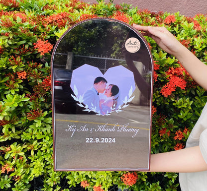 Personalized Wedding Card Box with Slot, Arched Wedding Envelope Box, Wedding Card Box Photo Frame, Wedding Gift Card Box, Wedding Money Box