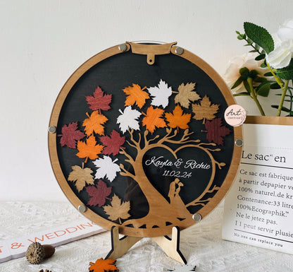 Fall Magnetic Wedding Guest Book, Wedding Guest Book Alternative Tree of Maple Leaves, Autumn Wedding Drop Box, Fall Wedding Decor